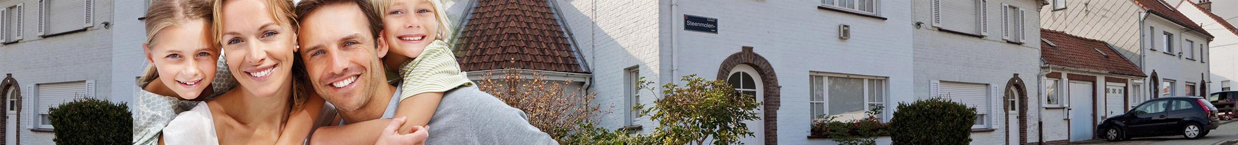 gezin witte huizen